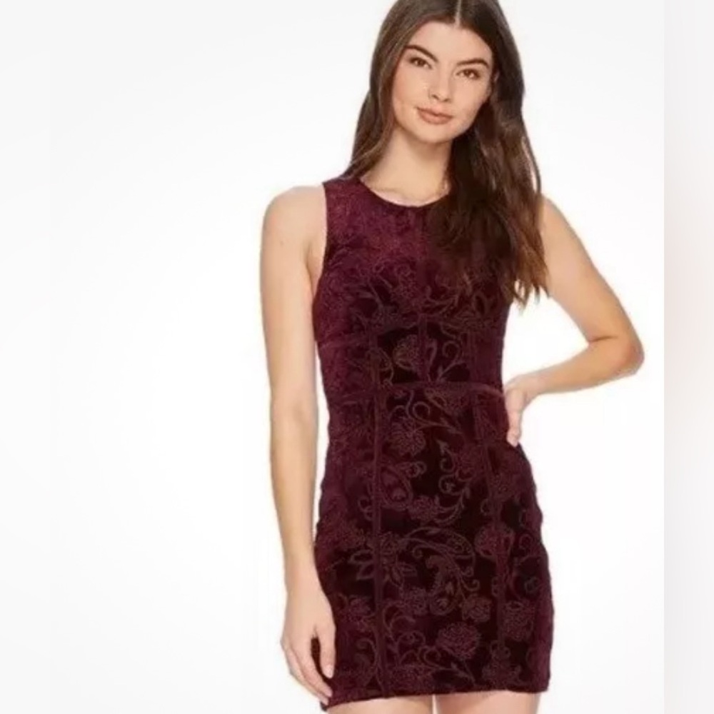 Free people Plum burnout sleeveless body con mini dress size .L